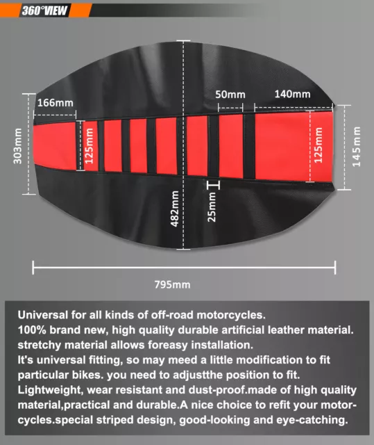 Ribbed Gripper Soft Seat Cover For Honda CRF250R CRF250X CR80R CRF100F CRF 3