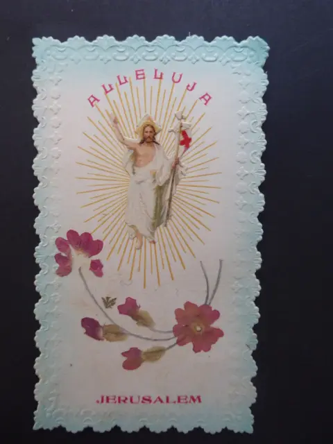 Vintage Holy Land Jerusalem dried flower Alleluja scrap element greeting card