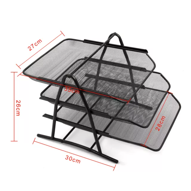 Office Filing Trays Holder A4 Document Letter Paper Wire Mesh Storage 3 Tiers 2