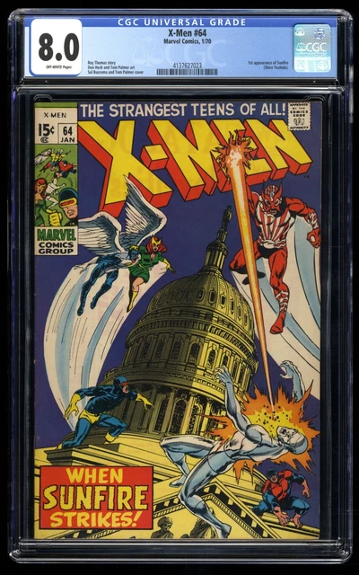 X-Men #64 CGC VF 8.0 Off White 1st Appearance Sunfire! Shiro Yoshida! Marvel