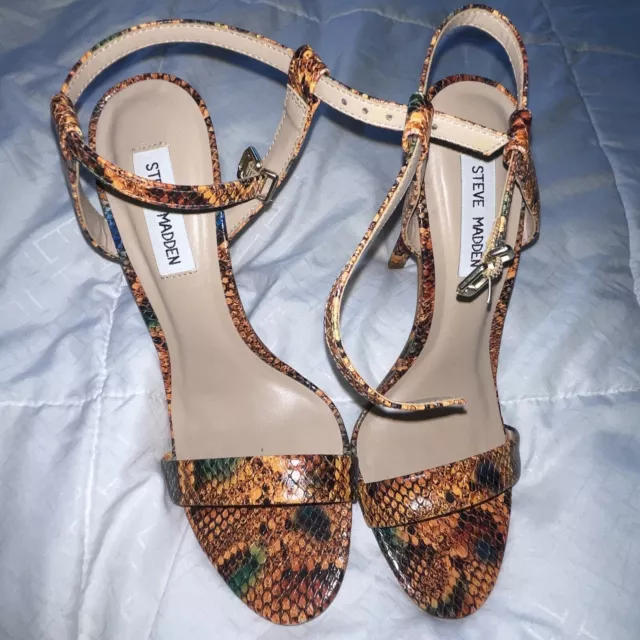 STEVE MADDEN Multi Color Snake Print High Heel Sandal Shoes Size 7.5