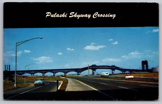 Pulaski Skyway Crossing Street View Old Cars New Jersey York NJ NY VNG Postcard