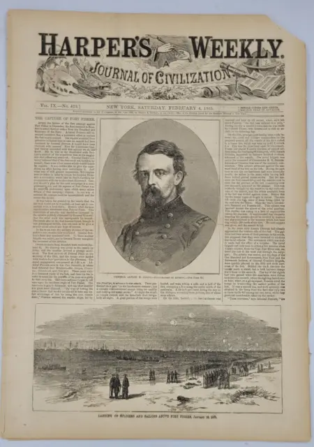 Harper's Weekly 2/4/1865 The Assault and Capture of Fort Fisher / General Terry