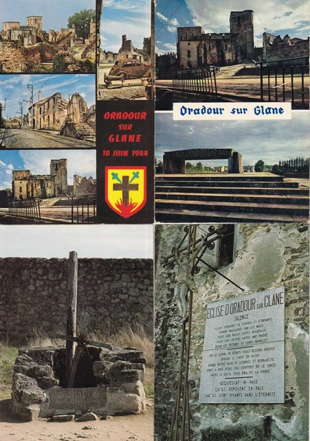 LOT DE 4 cartes postales postcards 10x15cm ORADOUR-SUR-GLANE 1944 HAUTE ...