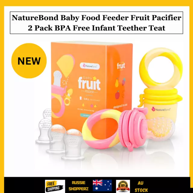 NatureBond Baby Food Feeder Fruit Pacifier 2 Pack BPA Free Infant Teether Teat