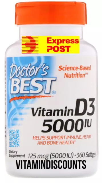 VITAMIN D 3 DOCTORS BEST 360 Capsules  5000 IU Softgel Value Best Brand 360 Caps