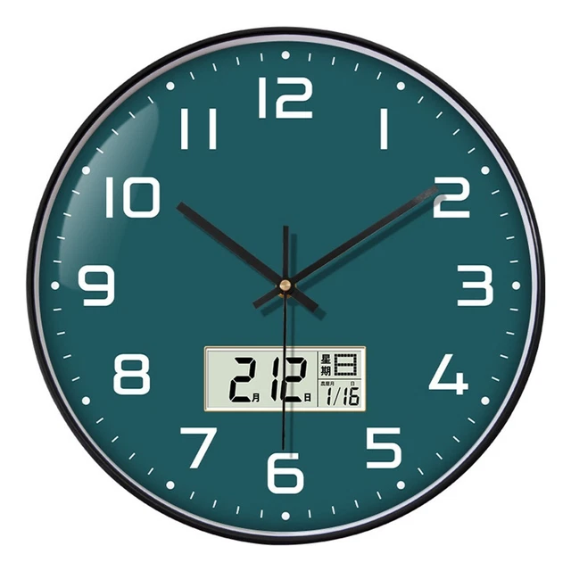 Horloge Murale Calendrier Lcd Avec Date Thermomètre, Moderne