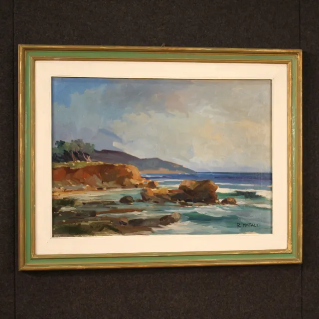 Landschaft signiert R. Natali Gemälde öl auf Leinwand Marine Malerei 900