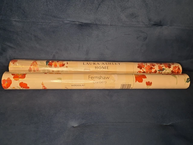 Laura ashley Fernshaw Cranberry Wallpaper New X2 rolls Same Batch numbers