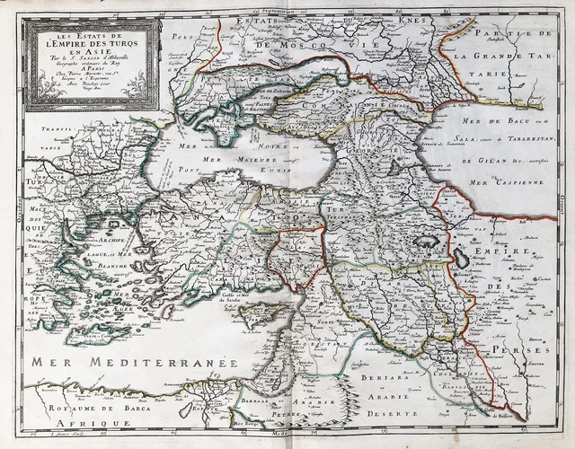 Turkey Cyprus Ottoman Empire Black Sea Carte Map Card Sanson 1657