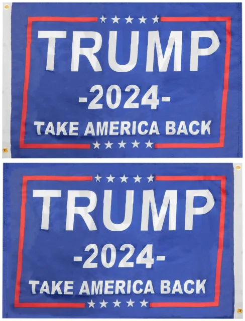 Trump 2024 Take America Back Blue Double Sided 2x3 2'x3' Rough Tex 68D Flag