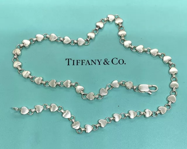 Tiffany & Co Sterling Silver Heart Link Chain Necklace 16” 26.98g