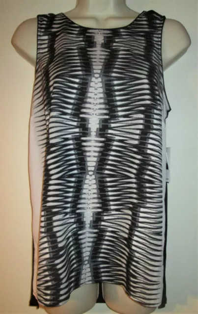 Kensie Womens SLEEVELESS TOP S NEW Black Combo Shirt TANK NWT $69
