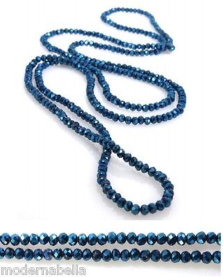 Naturale perle Collana Filo lungo madreperla,cristallo da donna,azzurro 