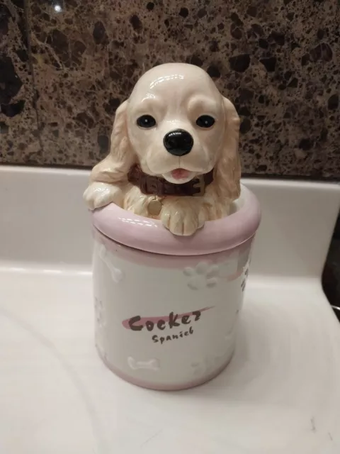 COCKER SPANIEL Porcelain Dog Treat Cookie Jar Ceramic Figurine