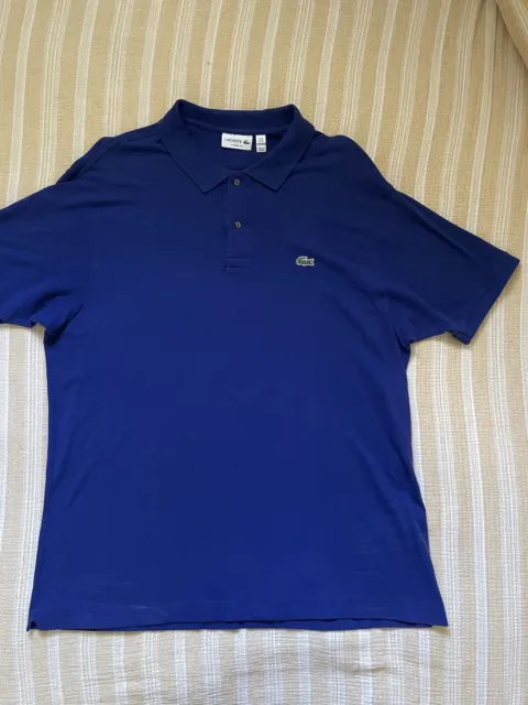 Lacoste Polo Shirt Men Size 3 XL Navy Blue Short Sleeve Crocodile Logo Casual