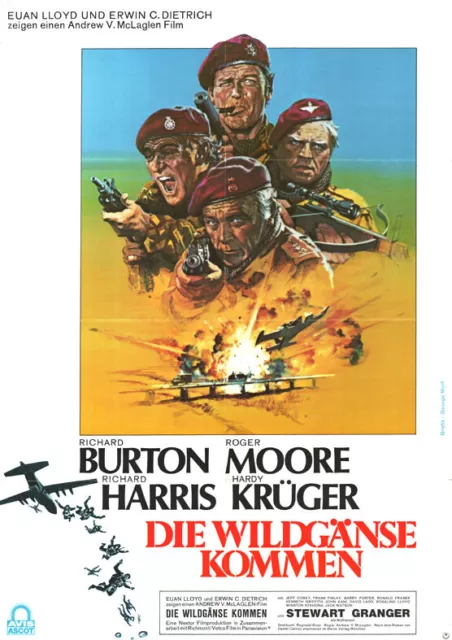 Die Wildgänse kommen ORIGINAL A1 Kinoplakat Roger Moore / Hardy Krüger /R Burton