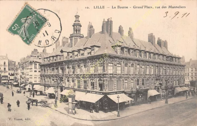 CPA 59000 Lille La Bourse Large Place Rue Des Manneliers Edit Jar ca1911