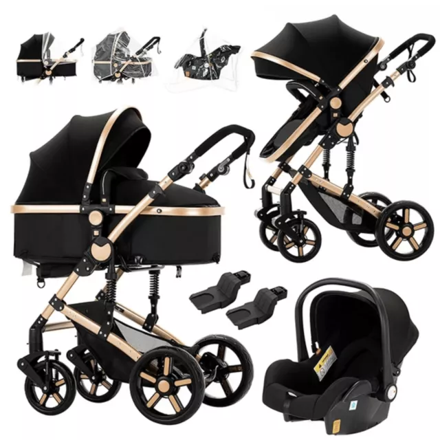 Poussette Bébé 3 En 1 , Trio, Enfant, Siège Auto, ET Accessoires ! NOIR SUPREME