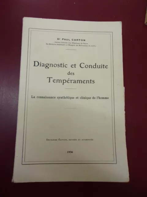 Carton Diagnostic & conduite des tempéraments Connaissance synthétique clinique