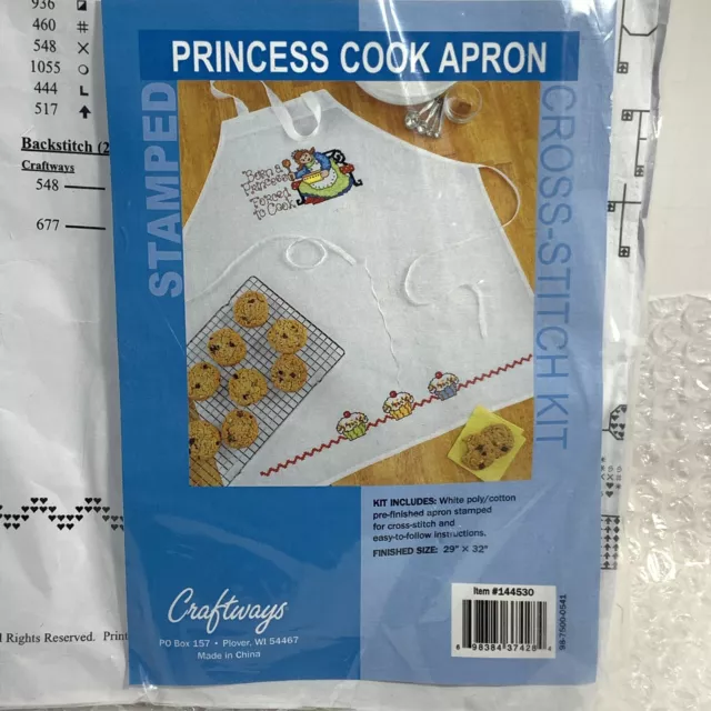 NEW Craftways Stamped Princess Cook Apron Cross-Stitch Kit