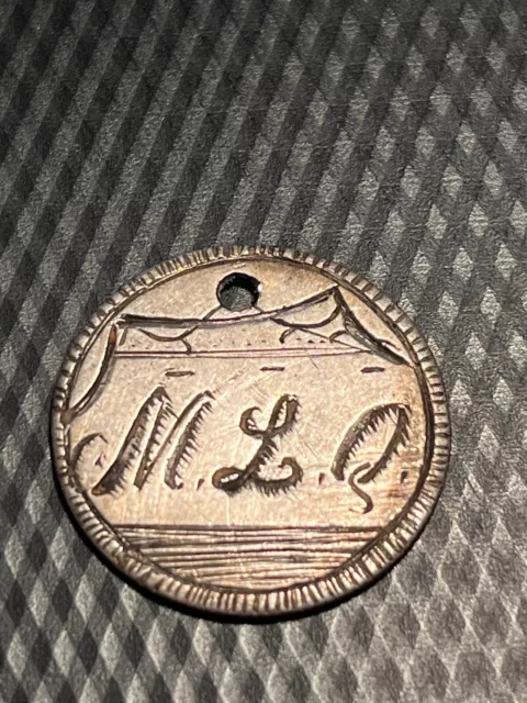 1838 British Shilling Love Token - "MLQ" 1st Shilling with Victoria 2