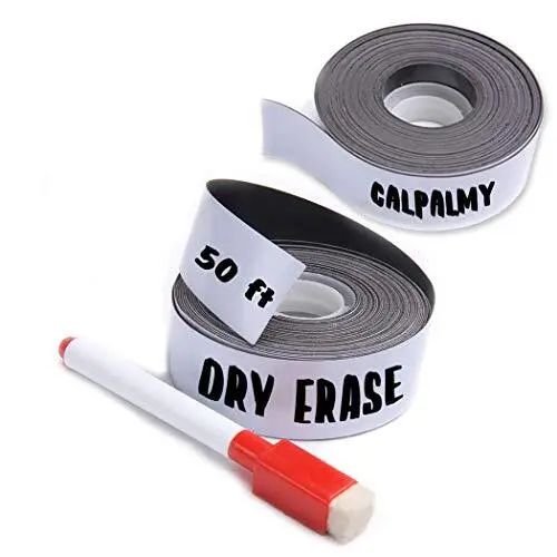 (2-Pack) 1 Inch x 25 Feet Magnetic Dry Erase Strips - Magnetic Labels Roll