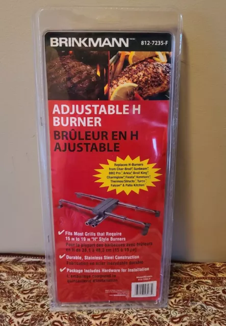 BBQ Gas Grill Burners H Type Stainless Steel Brinkmann Adjustable 15 Inches...