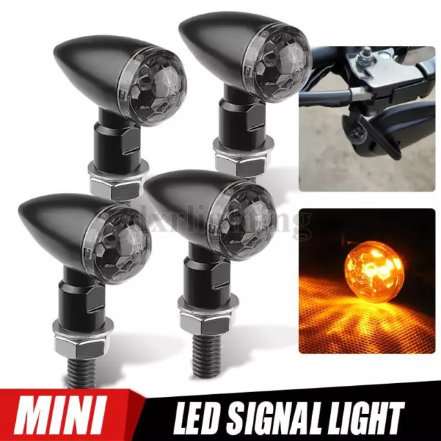 4Pcs Motorcycle LED Amber Blinker Turn Signal Indicator Light Bullet Universal