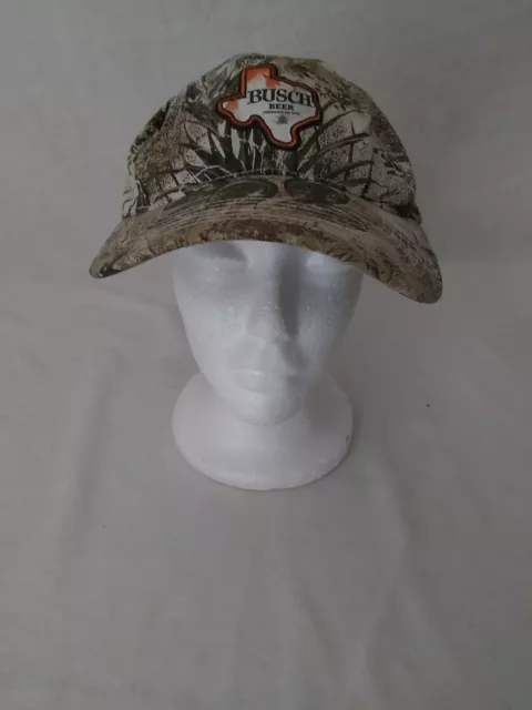 Rare Busch Beer Camo Texas Logo Adjustable Strap Baseball Cap Hat