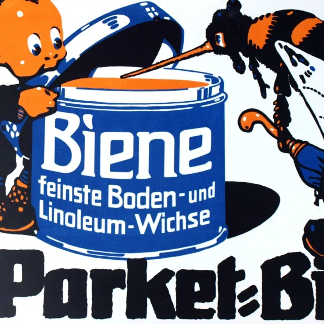 PARKETT BIENE Antikes Plakat Stuttgart um 1920 MAKELLOS Kobold Parkett L. KÜBLER