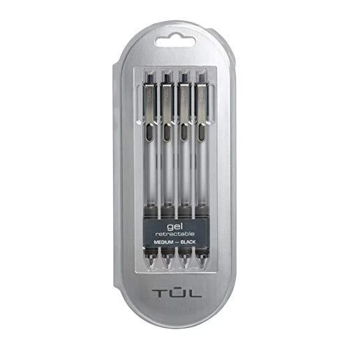 TUL Retractable Gel Pens 0.7mm Medium Point Black 4/pk