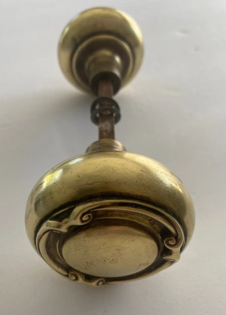 Pair of Antique 1900's 3 Fold Brass Passage Door Knobs
