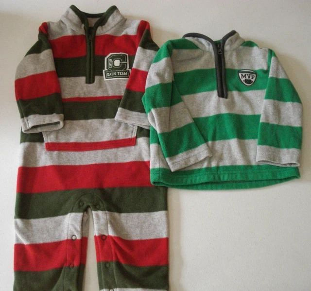 Baby Boys Size 12 Months Lot of 2 One Piece Outfit Shirts Romper Carter's