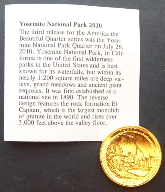 USA Yosemite National Park vergoldeter Vierteldollar mit COA