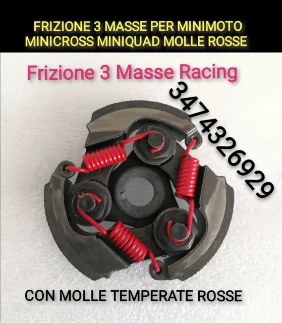 Frizione 3 Masse  Minimoto Minicross Miniquad Atv Girante  Con Molle Rosse