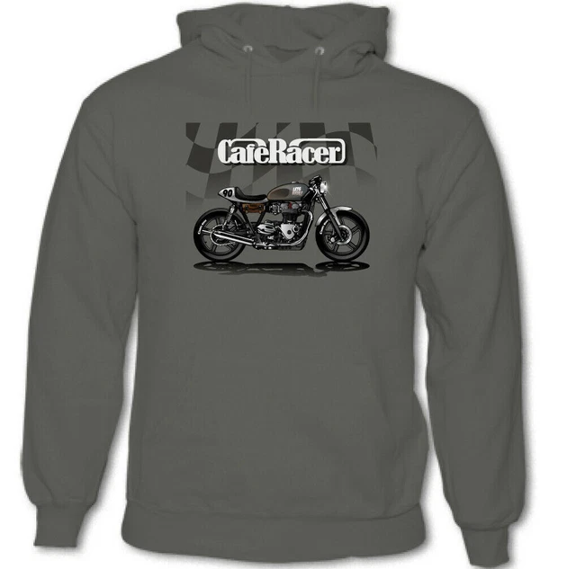 Cafe Racer Mens Biker Hoodie Motorbike Motorcycle Rider Indian Enthusiast Top