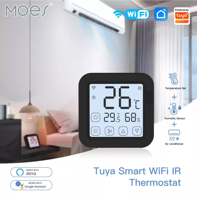 MOES WiFi IR Smart AC Remote Controller LCD Touch Thermostat Temp Humi Sensor