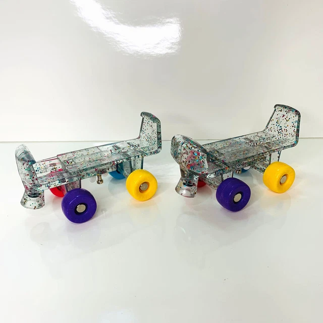 Build A Bear BABW Clear Adjustable Roller Skates With Cute Colorful Wheels