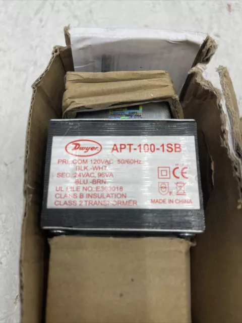 Dwyer APT-100-1SB Class 2 Transformer, 120VAC, 50/60Hz 2