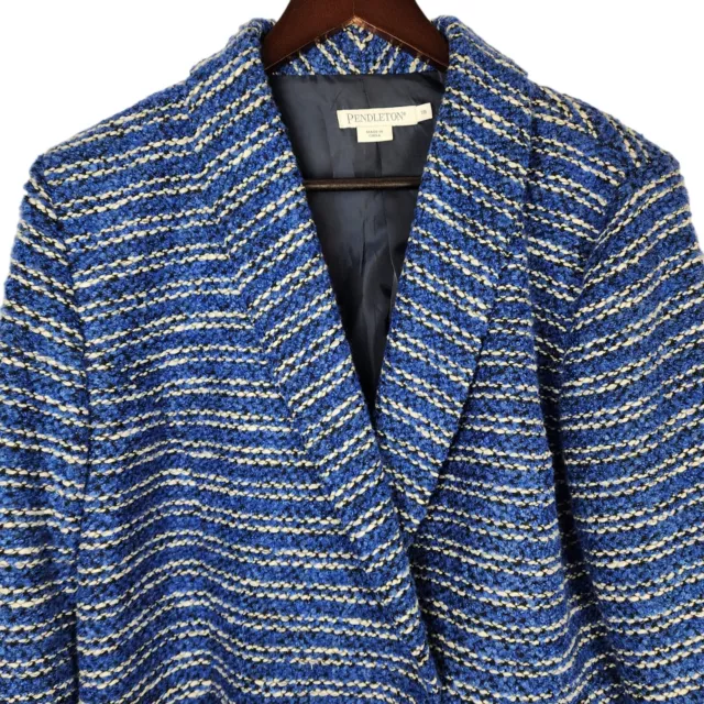 Pendleton Womens Sz 16 Blazer Suit-Jacket Wool Cotton Blend  Blue