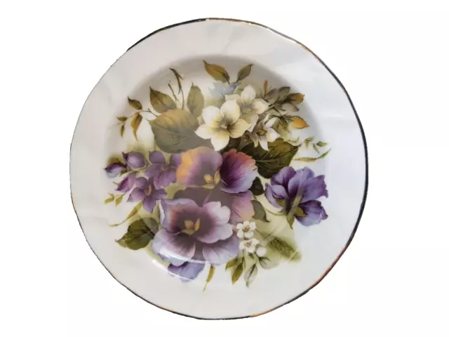 Fenton Bone China Company Pin Plate Dish 12cm Floral Pansies Design Trinket
