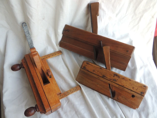 Lot Rare De 9 Rabots Hollandais Anciens - Outils De Menuiserie De Collection - Bon état