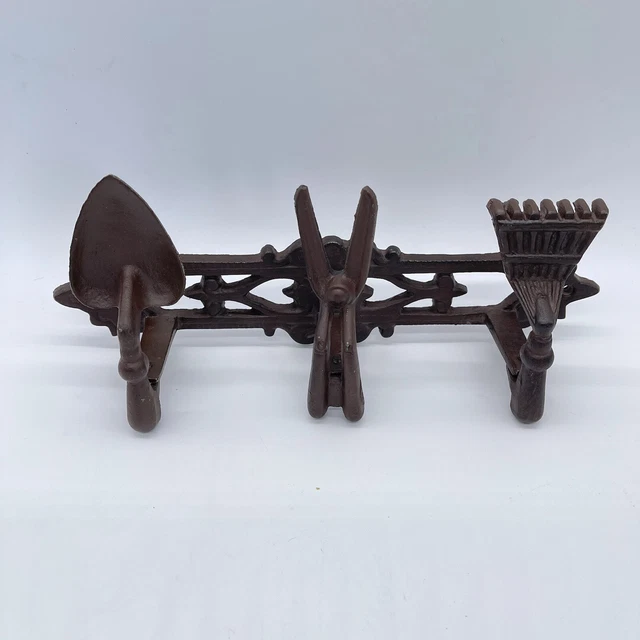 Cast Iron Metal Garden Tool Wall Coat Hat Hook Rack Home Shed Farmhouse Decor