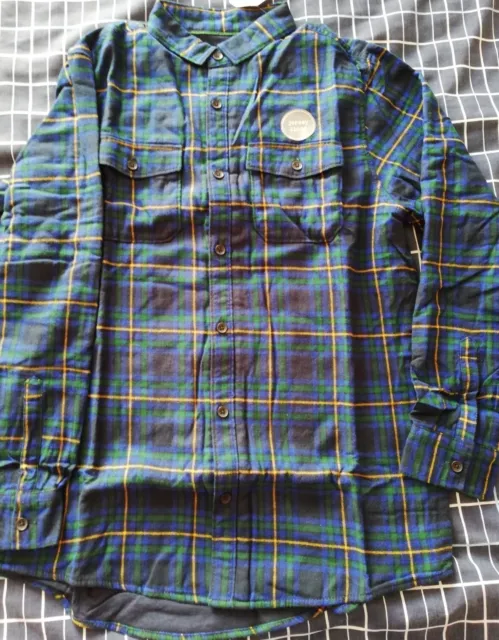 Next Age 13 Years Boys Blue Check Lined Long Sleeve Shirt/Jersey BNWT