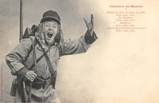 Cpa Fantaisie Militaire Chanson De Marche N°2