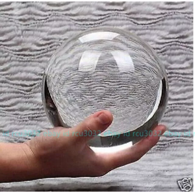 80mm+Stand Asian Rare Natural Quartz Clear Magic Healing Crystal Ball Sphere