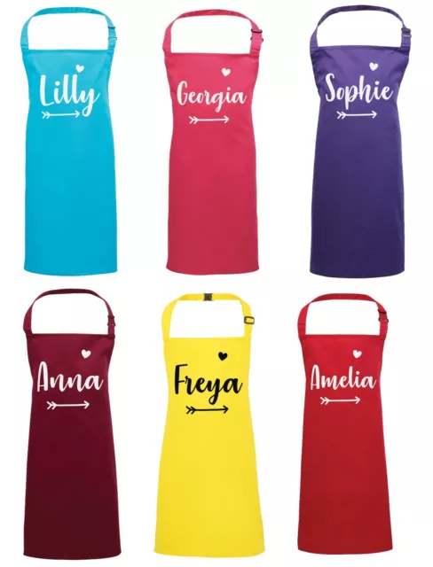 Girls Personalised Name Apron Baking Cooking Crafts Customised Childrens Heart