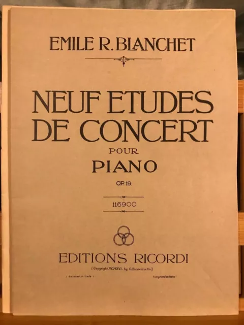 E.-R. Blanchet 9 études de concert op.19 partition piano éd. Ricordi alpiniste