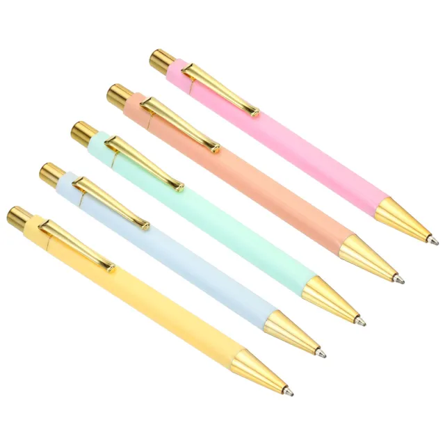 5Pcs 137mm Ball Pens, Orange/Pink/Yellow/Green/Blue